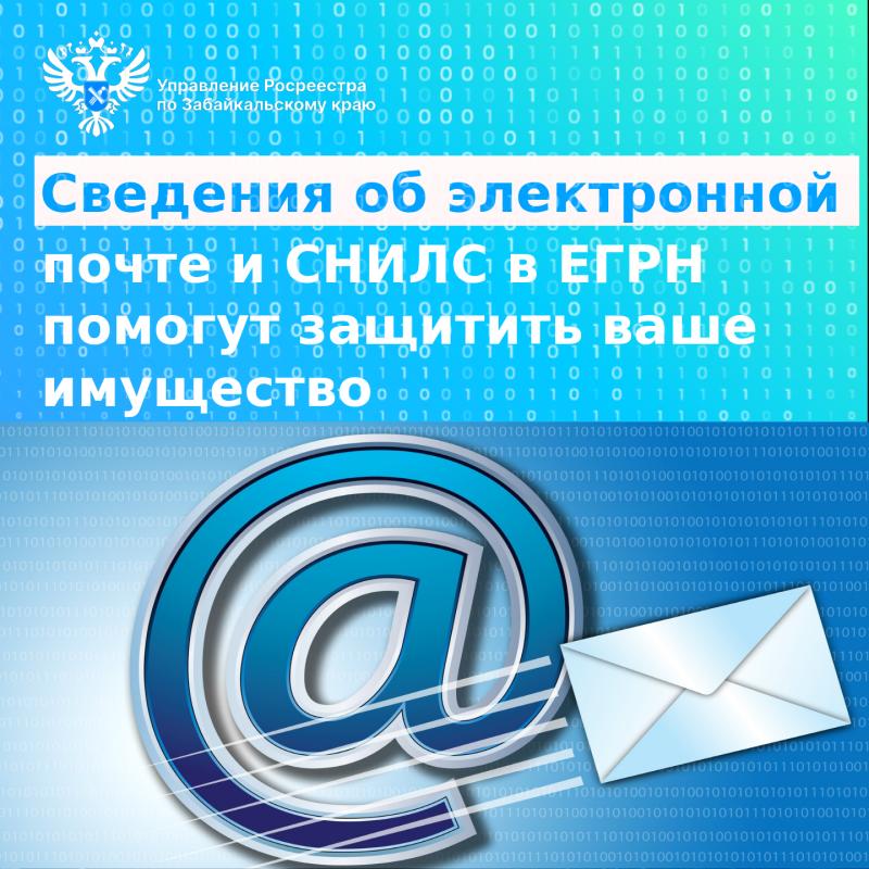 Сведения об электронной почте и СНИЛС, внесенные в ЕГРН, помогут защитить имущественные права забайкальцев 