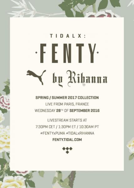 Новая коллекция FENTY PUMA by Rihanna  в прямом эфире продемонстрирует TIDAL